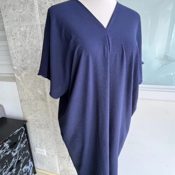 0051/ Navy Color Kaftan with Polyester Crinkle Crepe Material - Picture 9 of 9